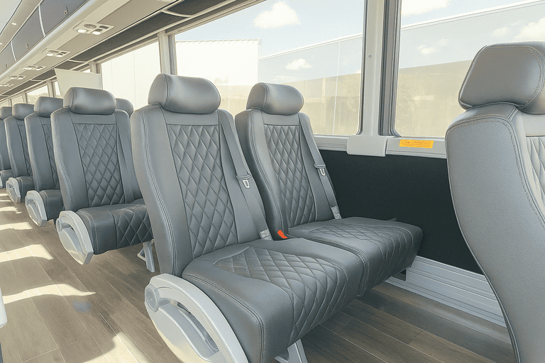interior of Allentown Minibus Company charter bus